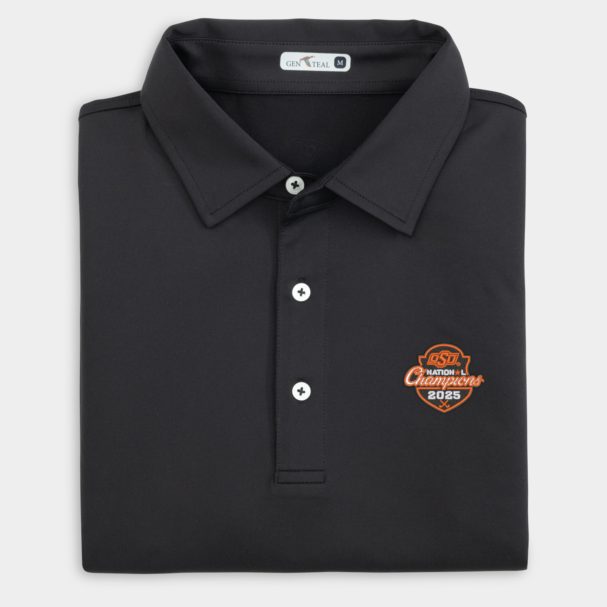 Oklahoma State Golf National Champions Solid Performance Polo