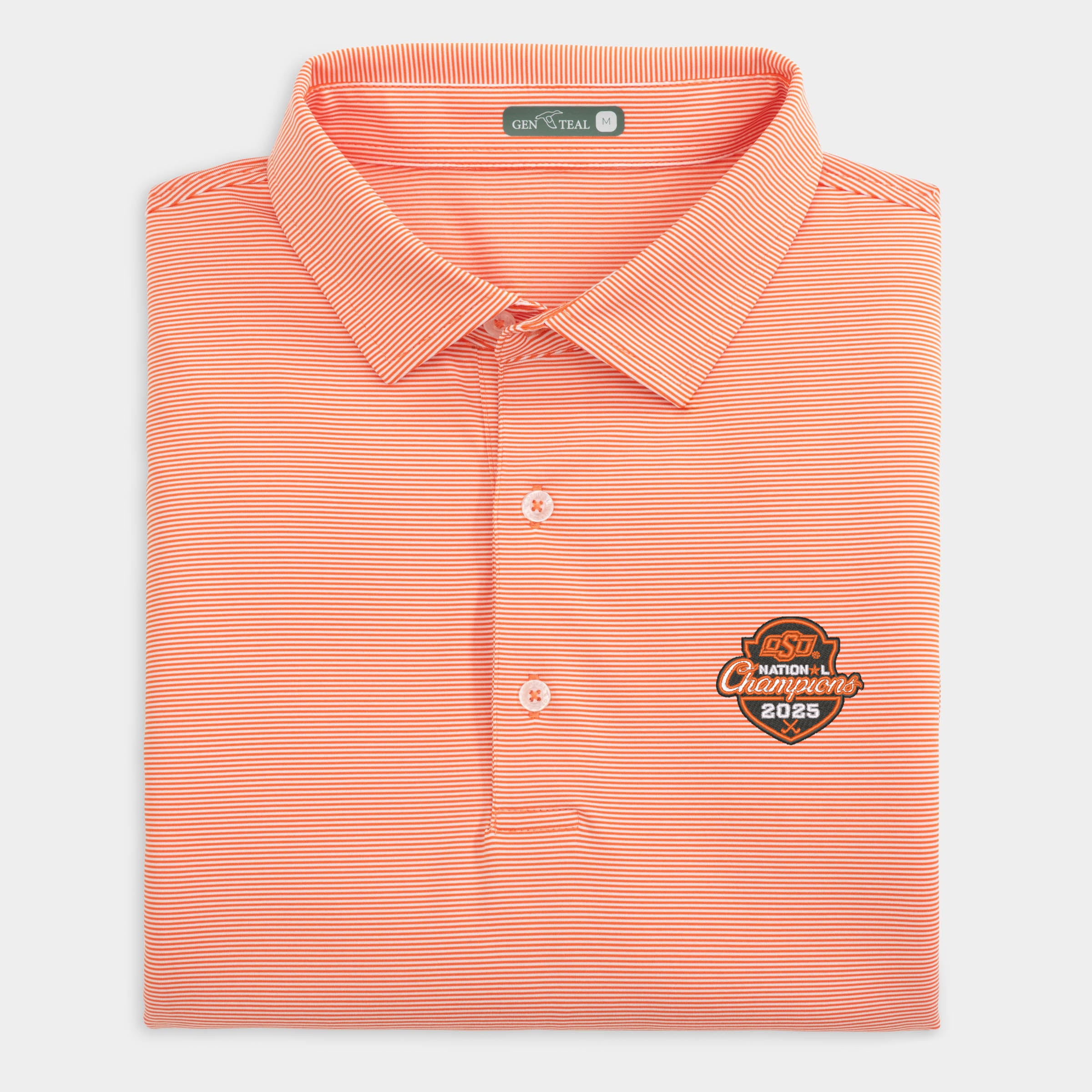 Oklahoma State Golf National Champions Pinstripe Performance Polo