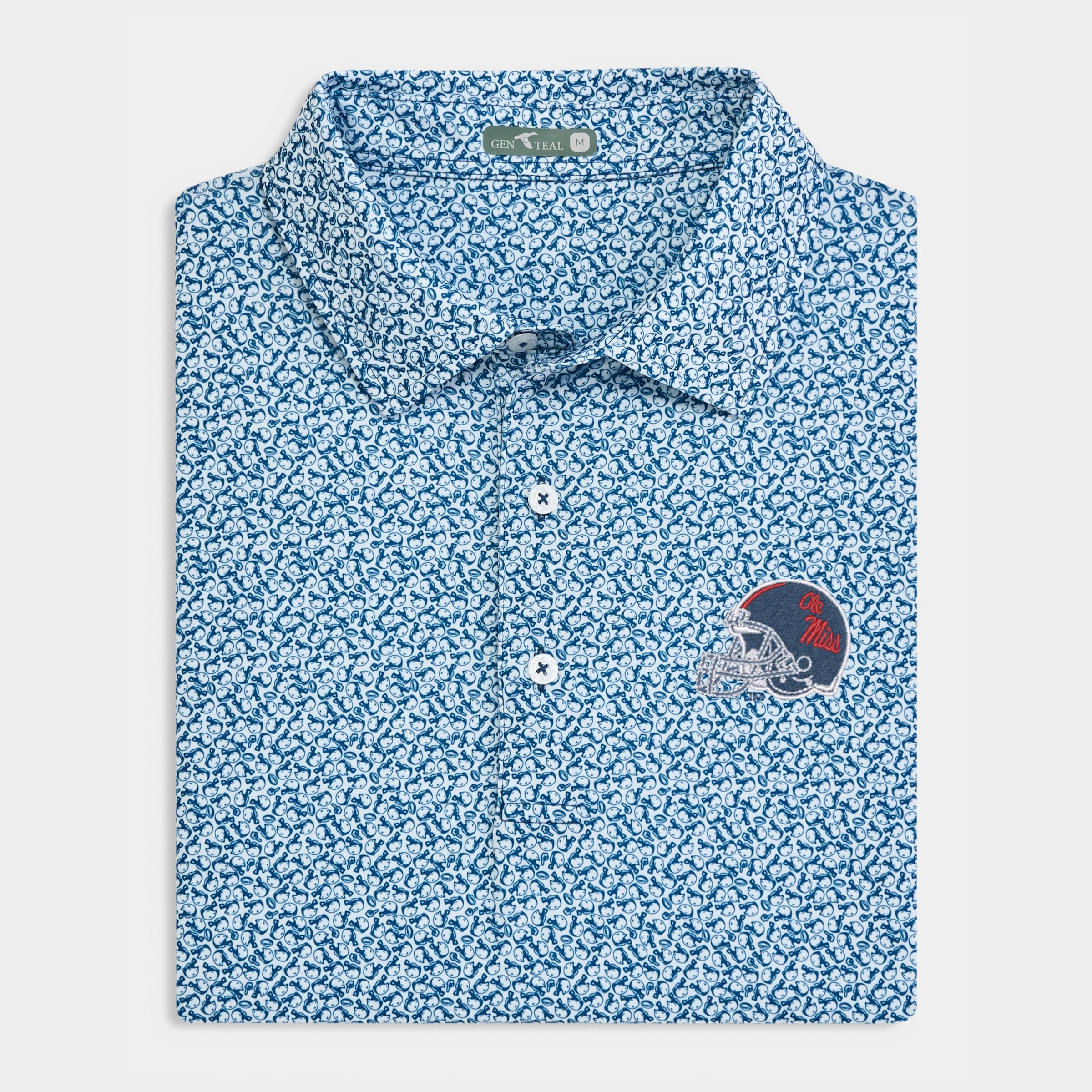 Ole Miss Helmet Logo Helmet Havoc Printed Performance Polo