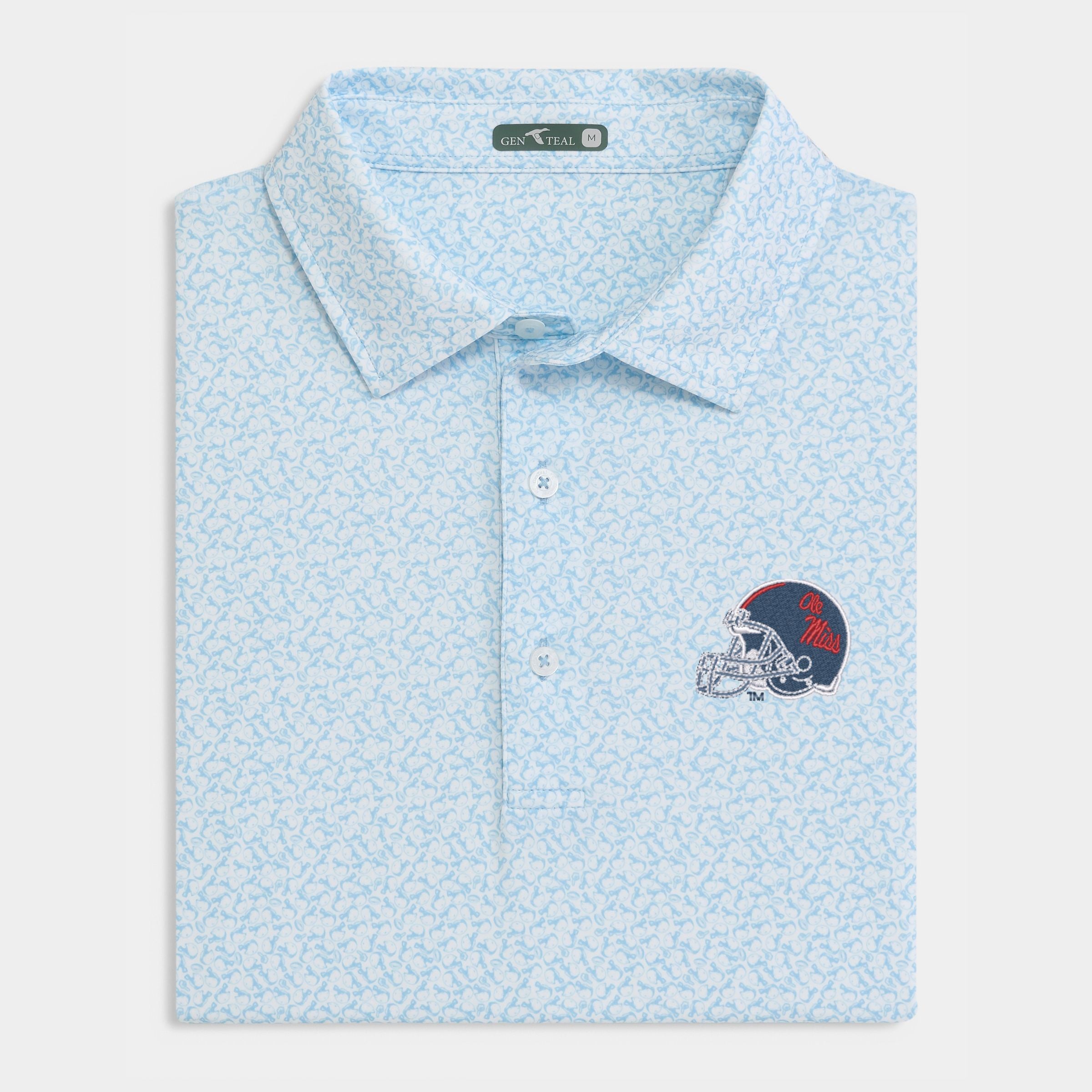 Ole Miss Helmet Logo Helmet Havoc Printed Performance Polo