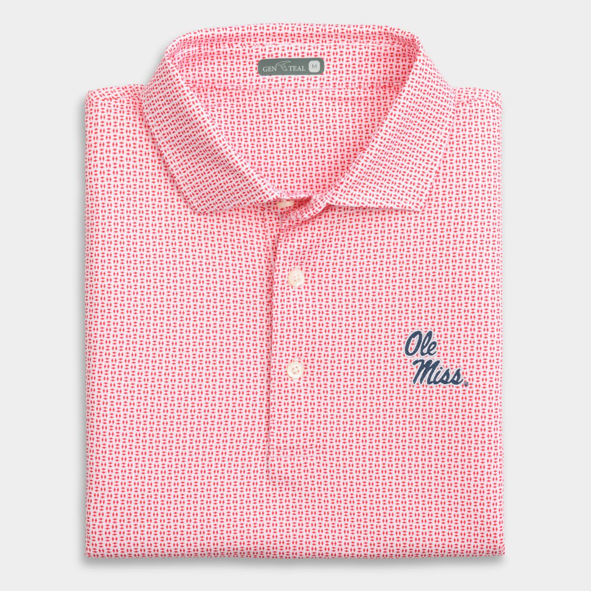 Ole Miss Stacked Script Trellis Printed Performance Polo