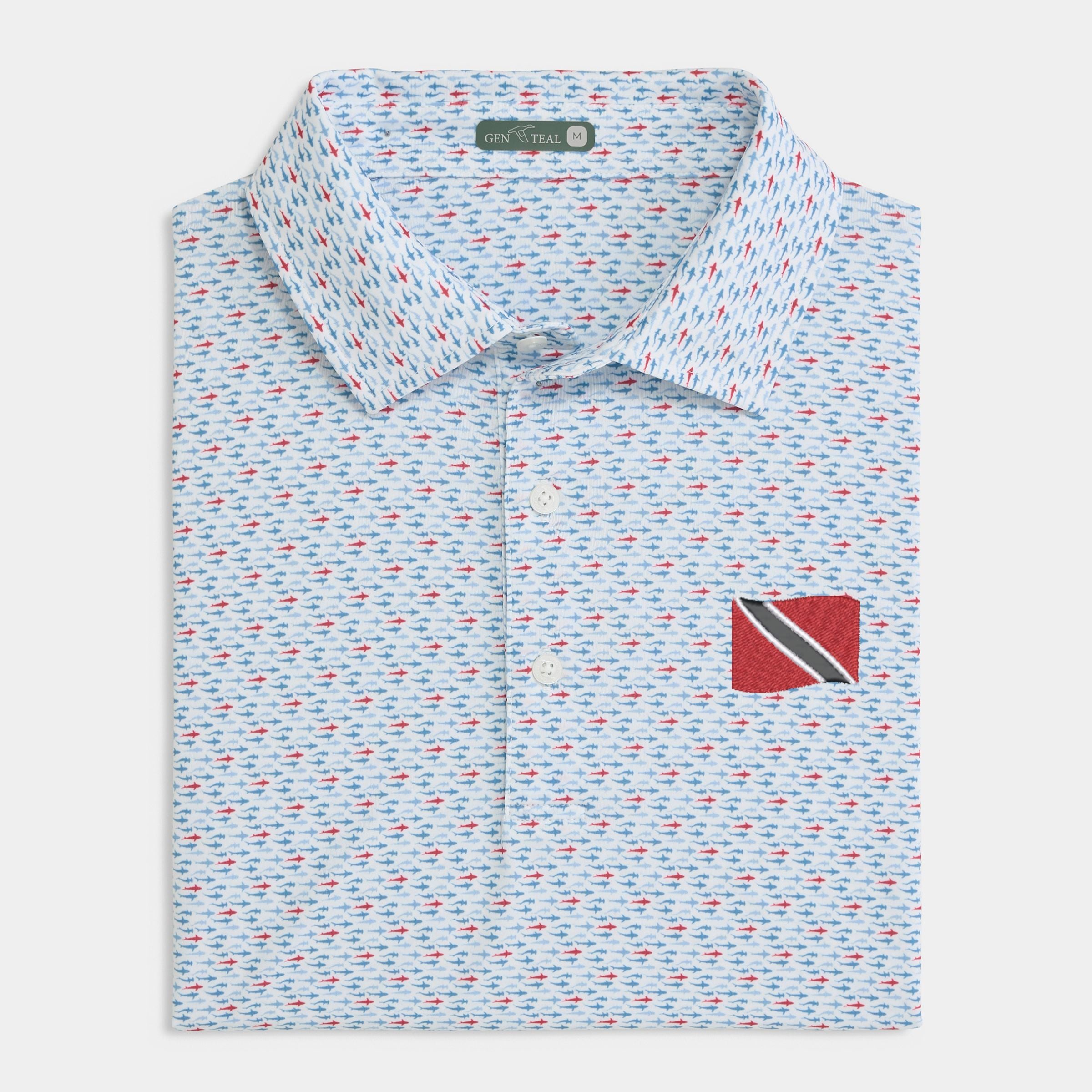 Trinidad and Tobago Fin Frenzy Printed Performance Polo