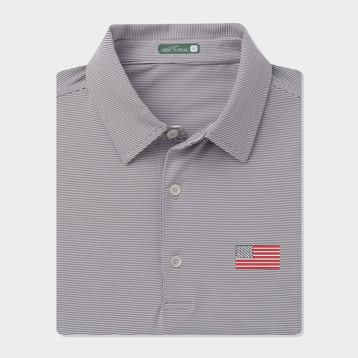 Men's American Flag Pinstripe Performance Polo | GenTeal