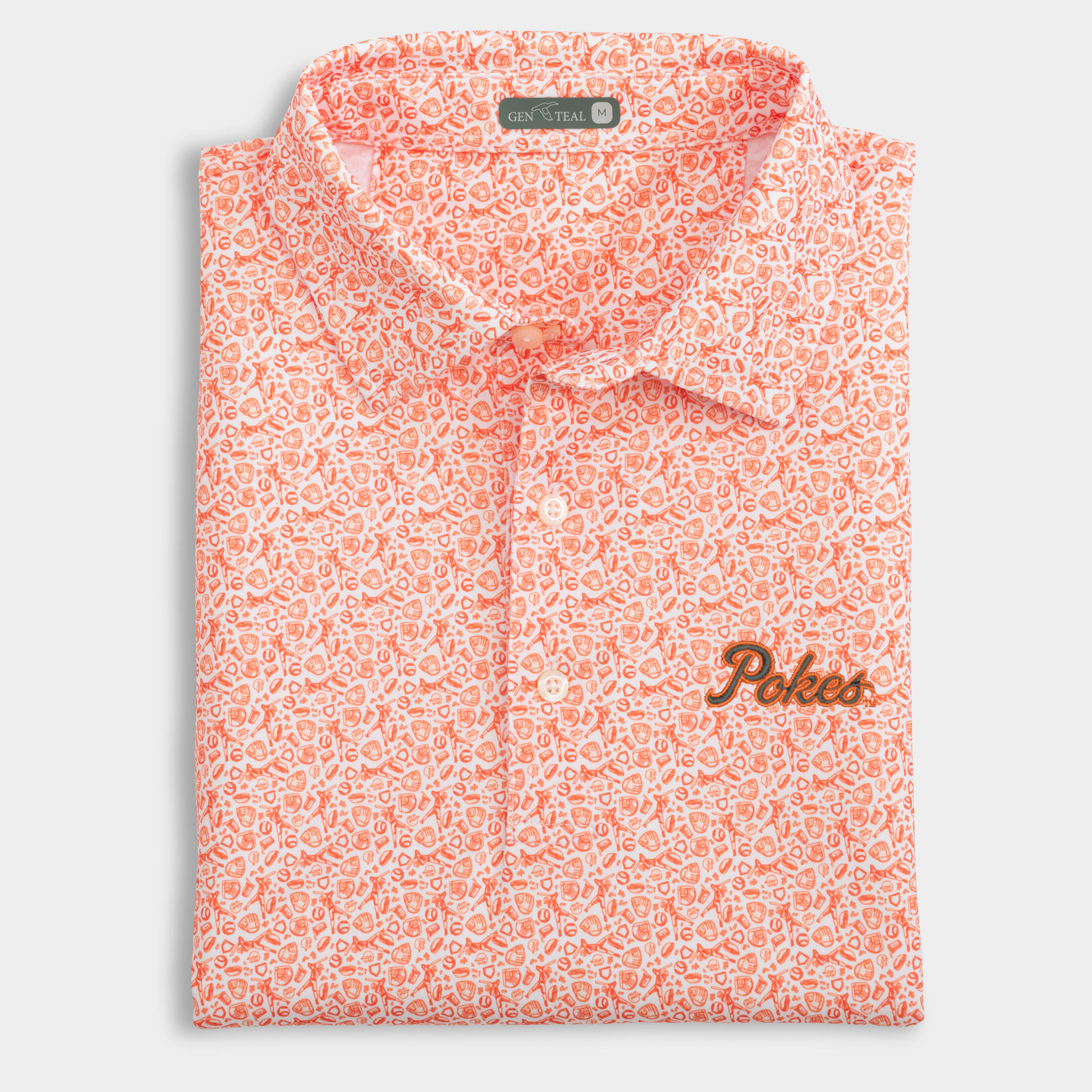 Men's Oklahoma State Fastball Printed Performance Polo 2 | GenTeal