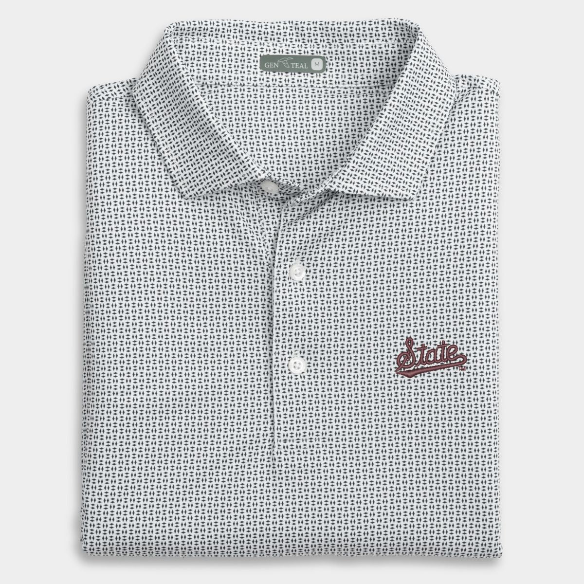 Mississippi State Script Trellis Printed Performance Polo