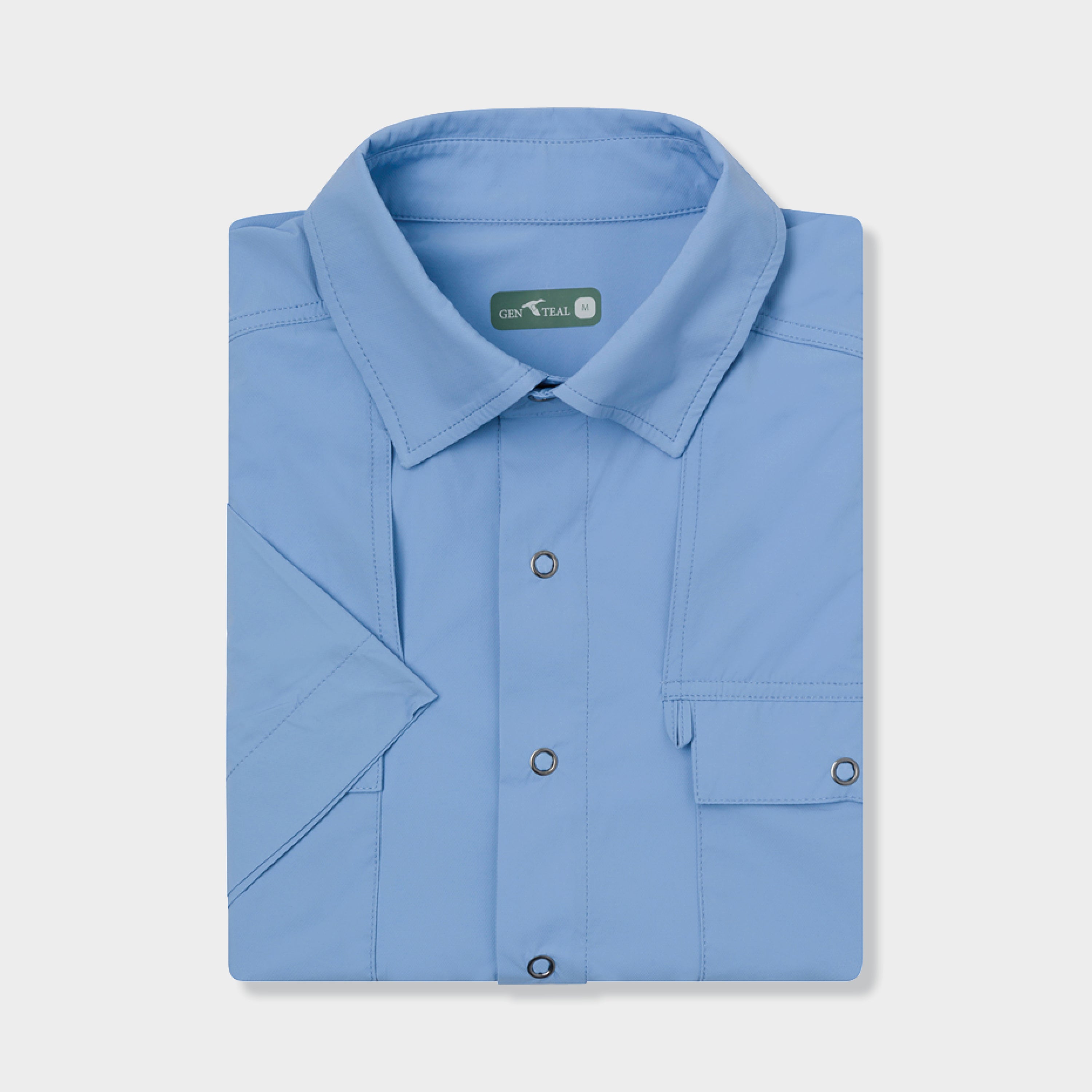 mens blue short sleeve sport shirt