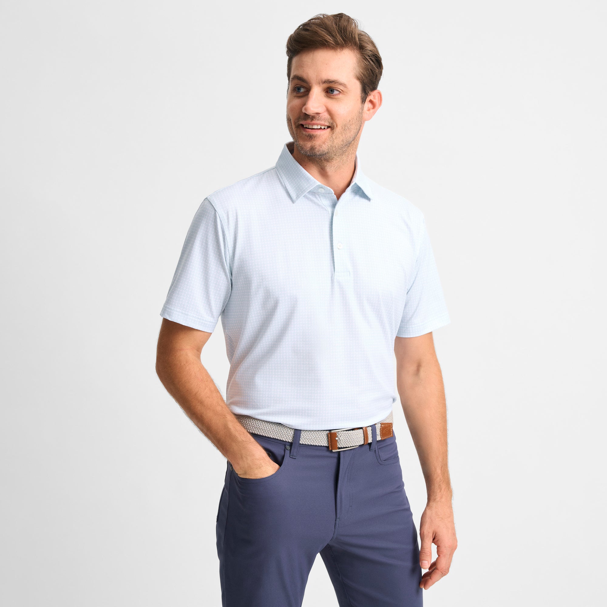 Tile Printed Performance Polo