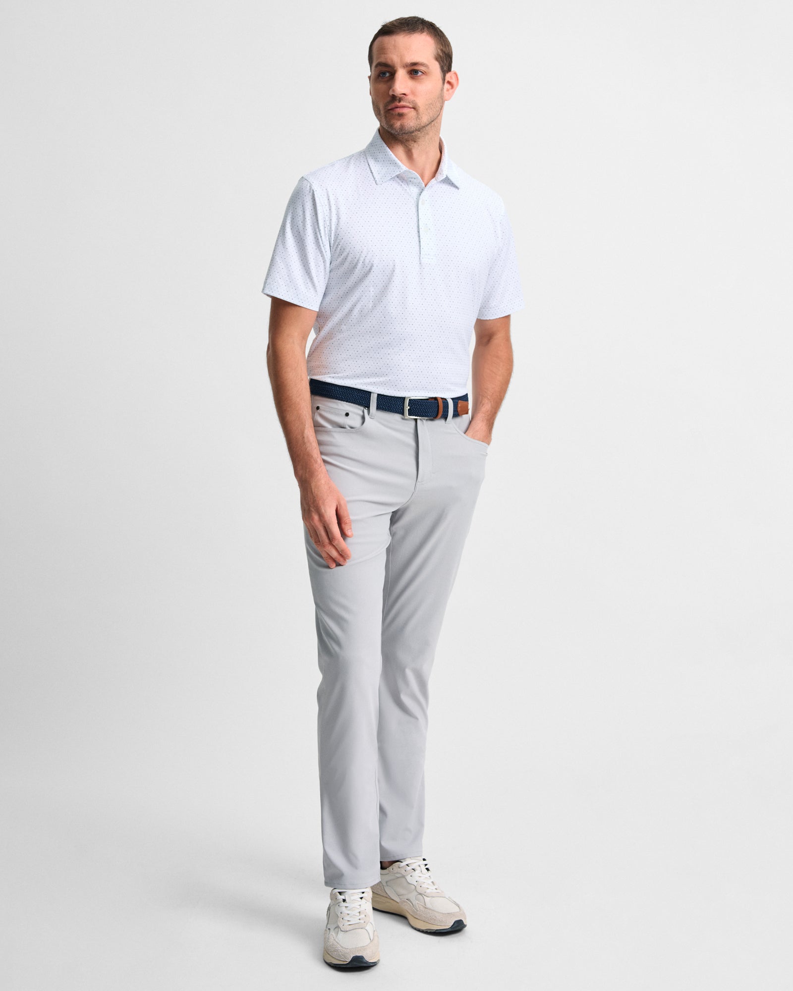 Blue Squares Printed Performance Polo