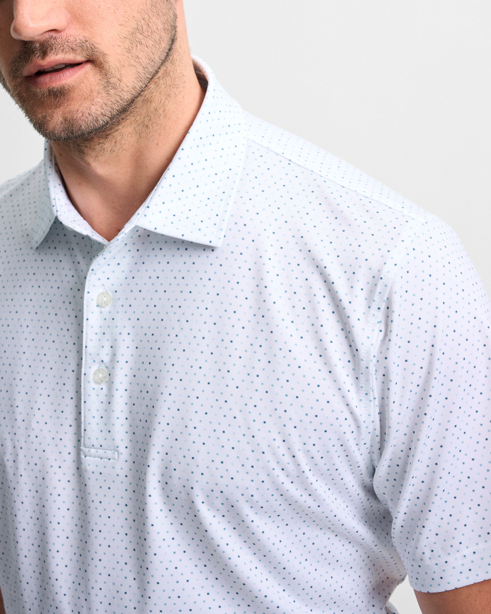 Blue Squares Printed Performance Polo