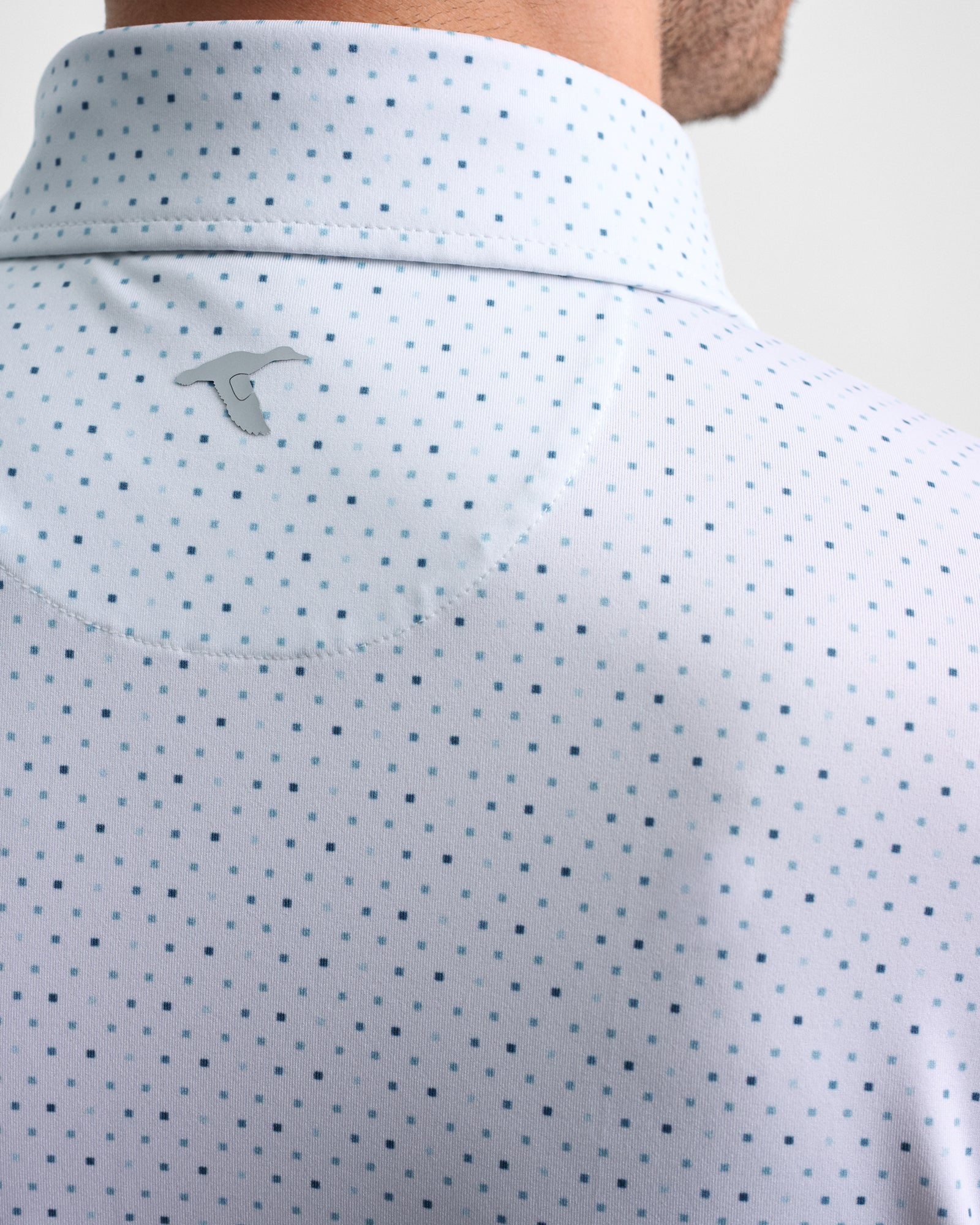 Blue Squares Printed Performance Polo