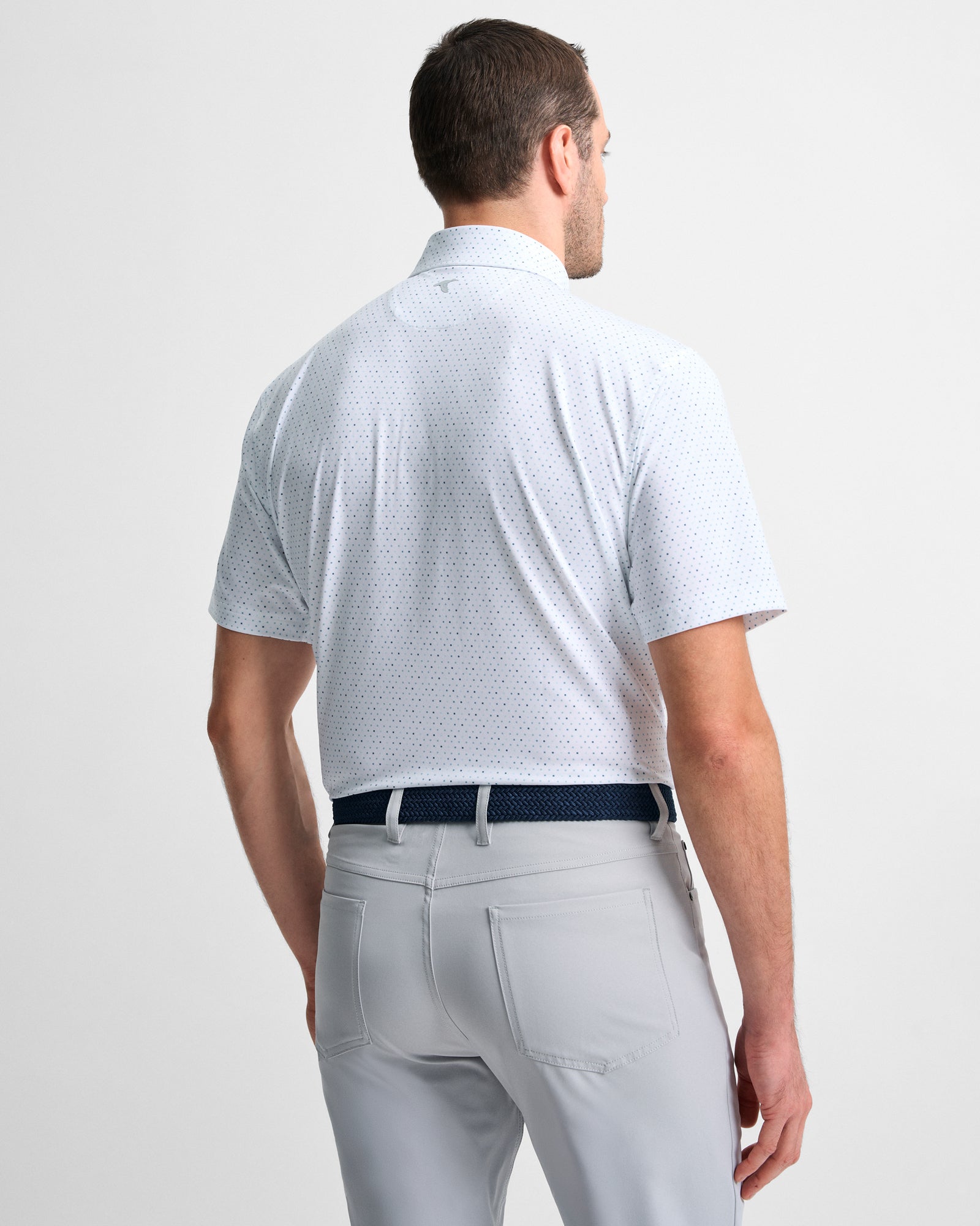 Blue Squares Printed Performance Polo