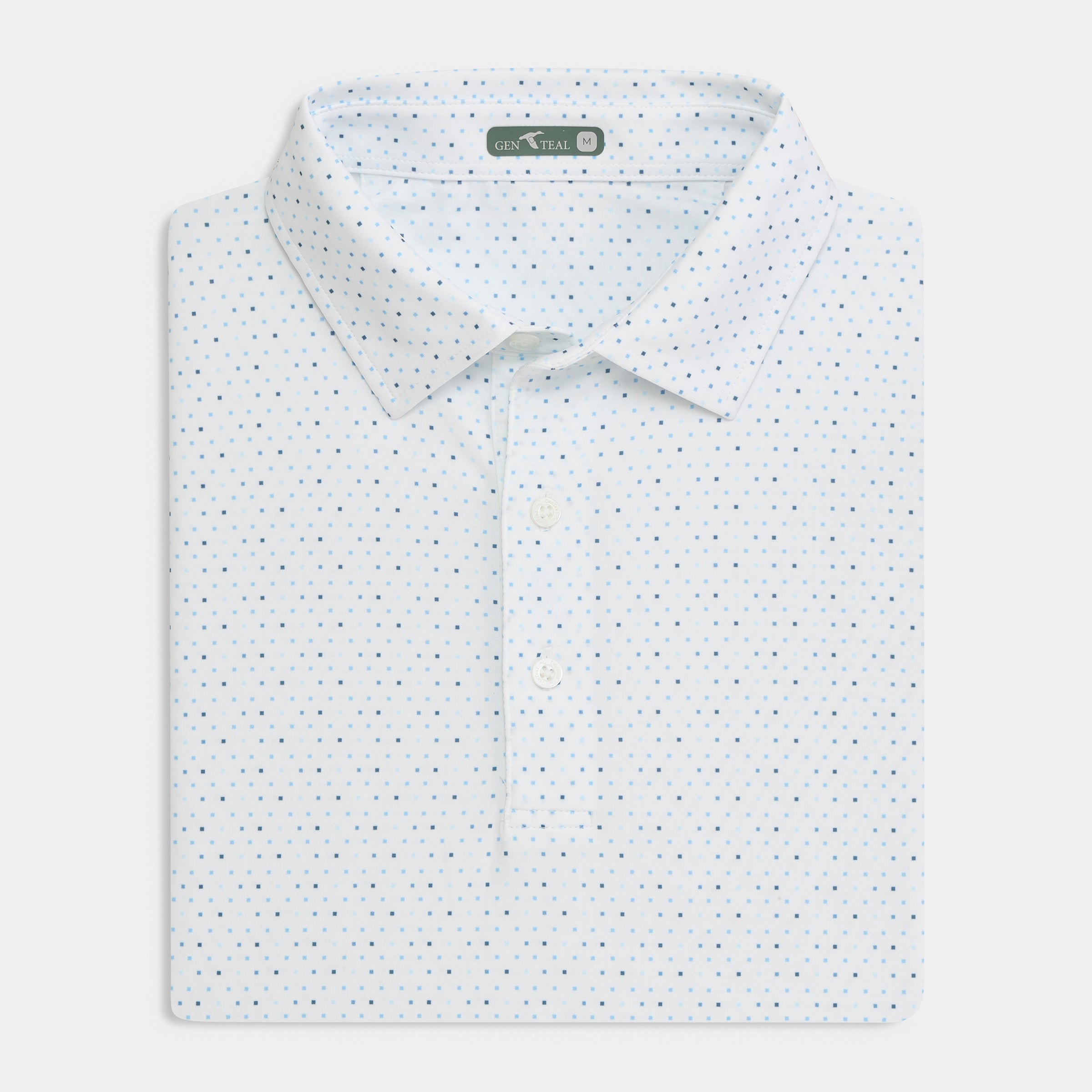 Blue Squares Printed Performance Polo