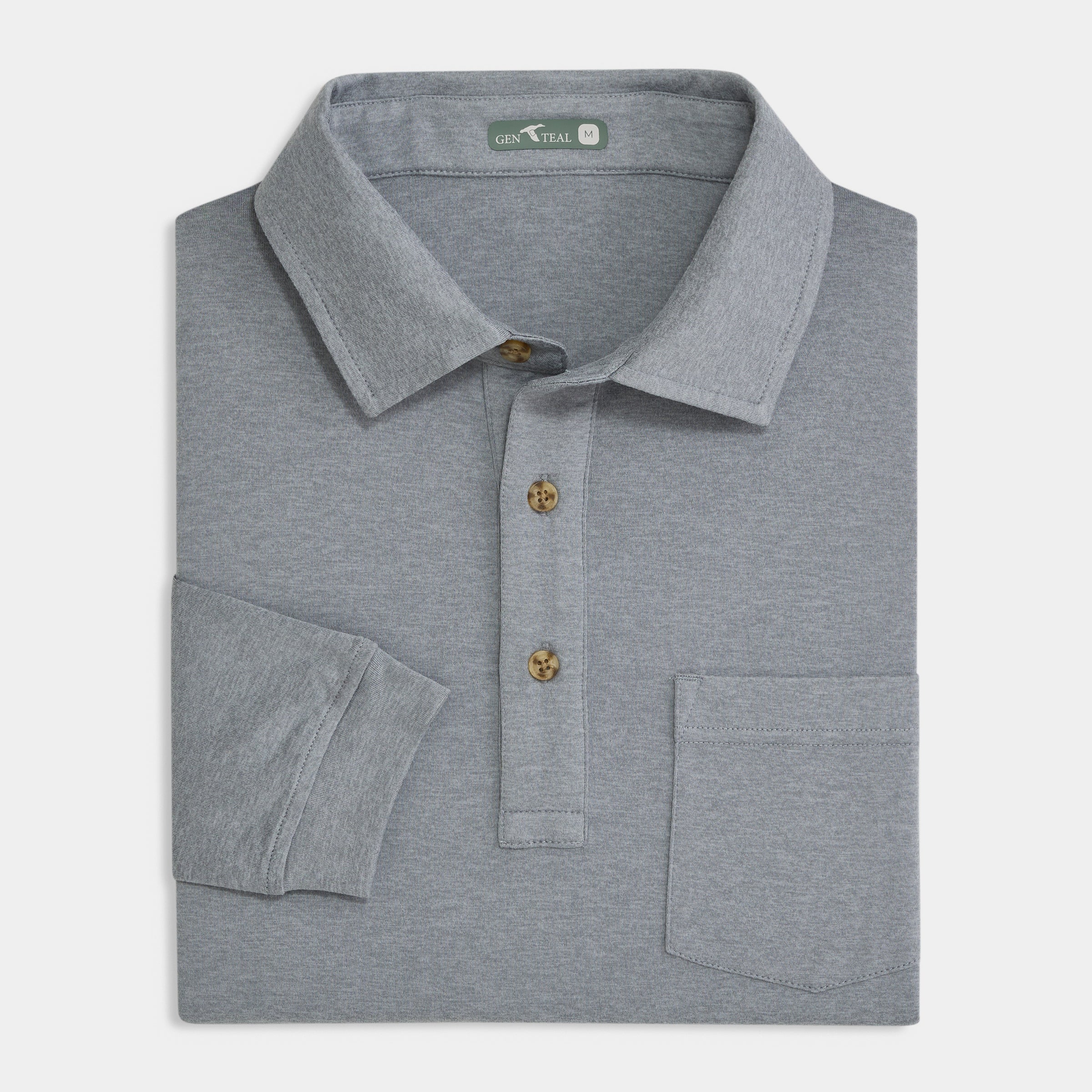 Ash Gray Wander Long Sleeve Polo