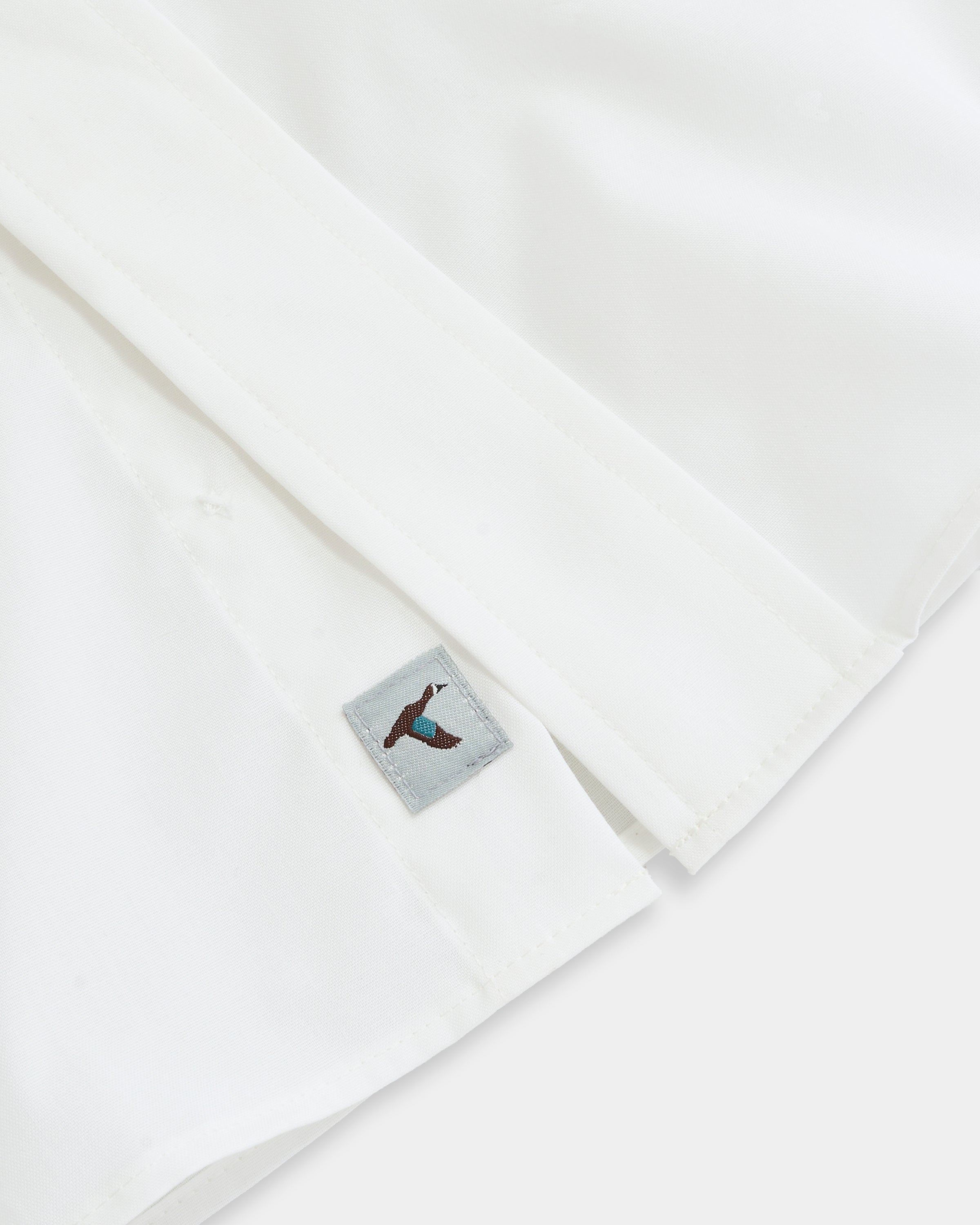 White Spread Collar Cotton Sport Shirt
