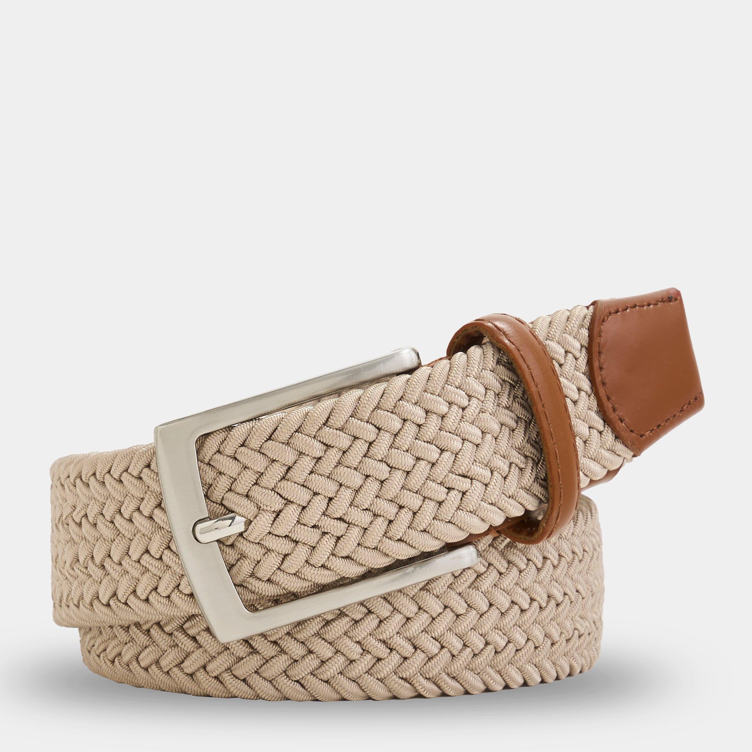 Tan Solid Stretch Belt