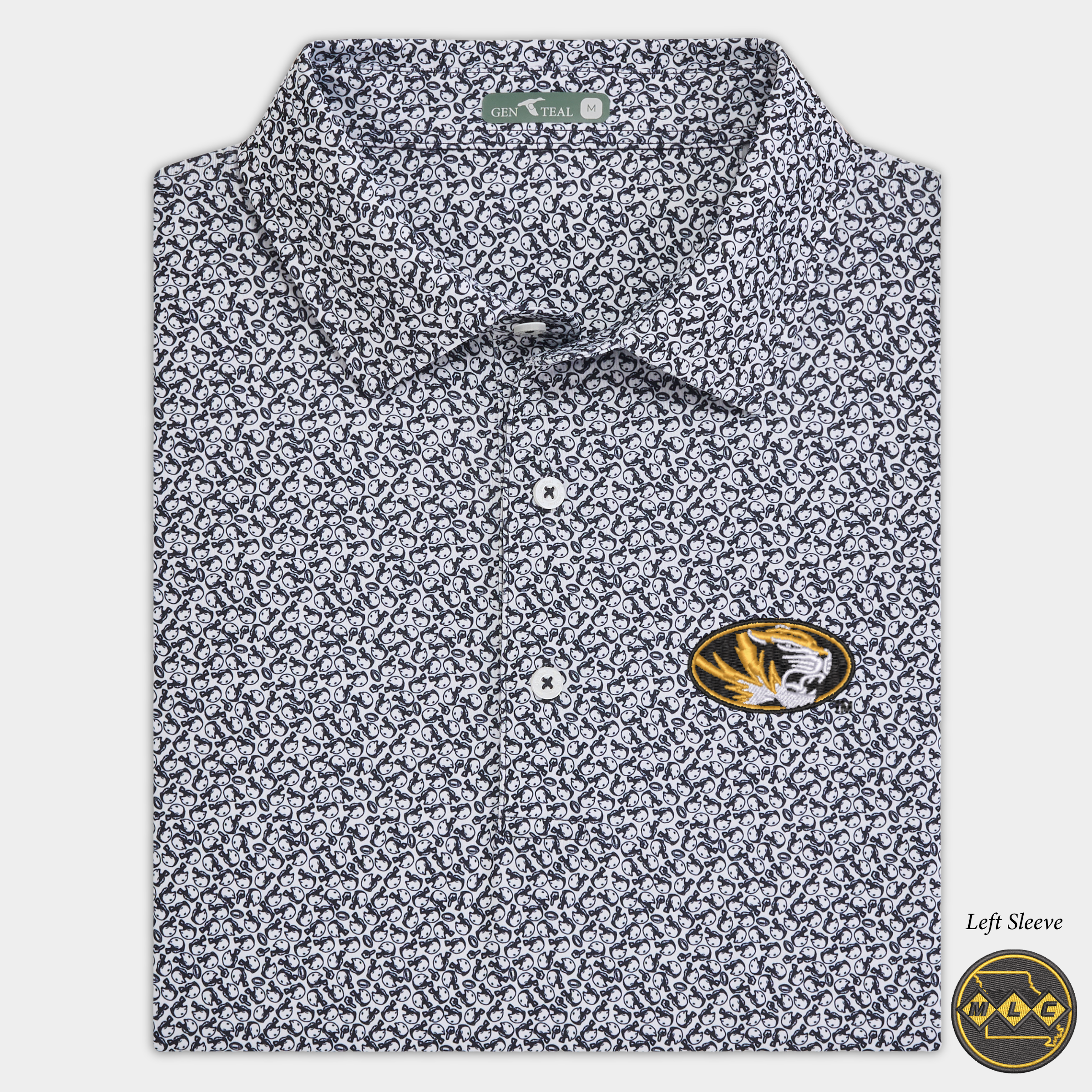 MLC Missouri Black Helmet Havoc Printed Performance Polo