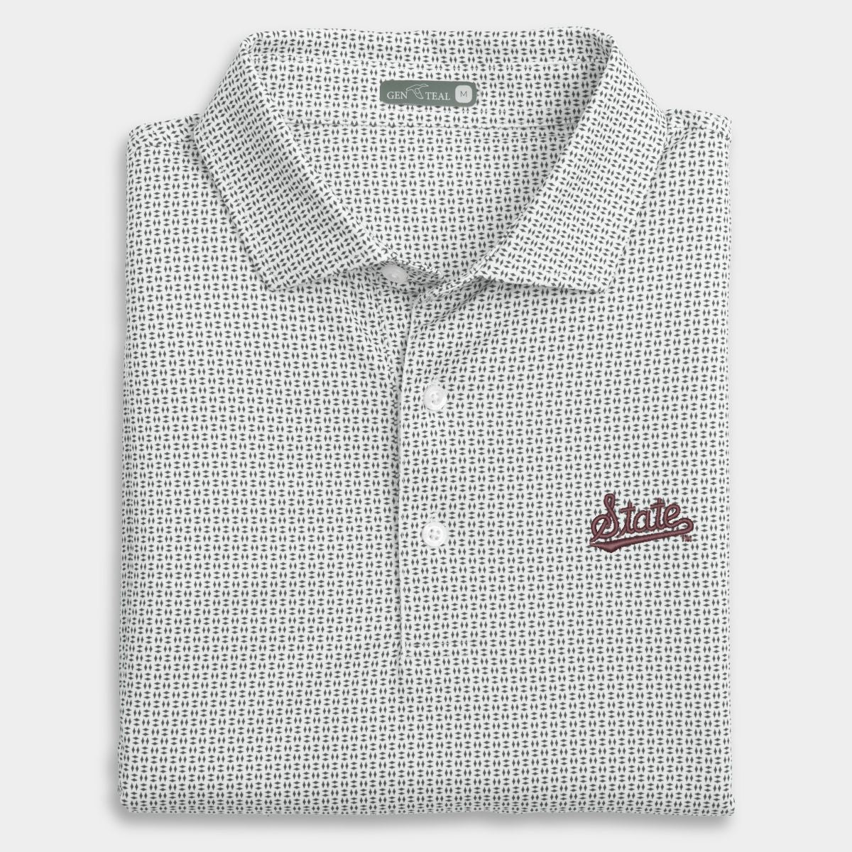Mississippi State Script Trellis Printed Performance Polo