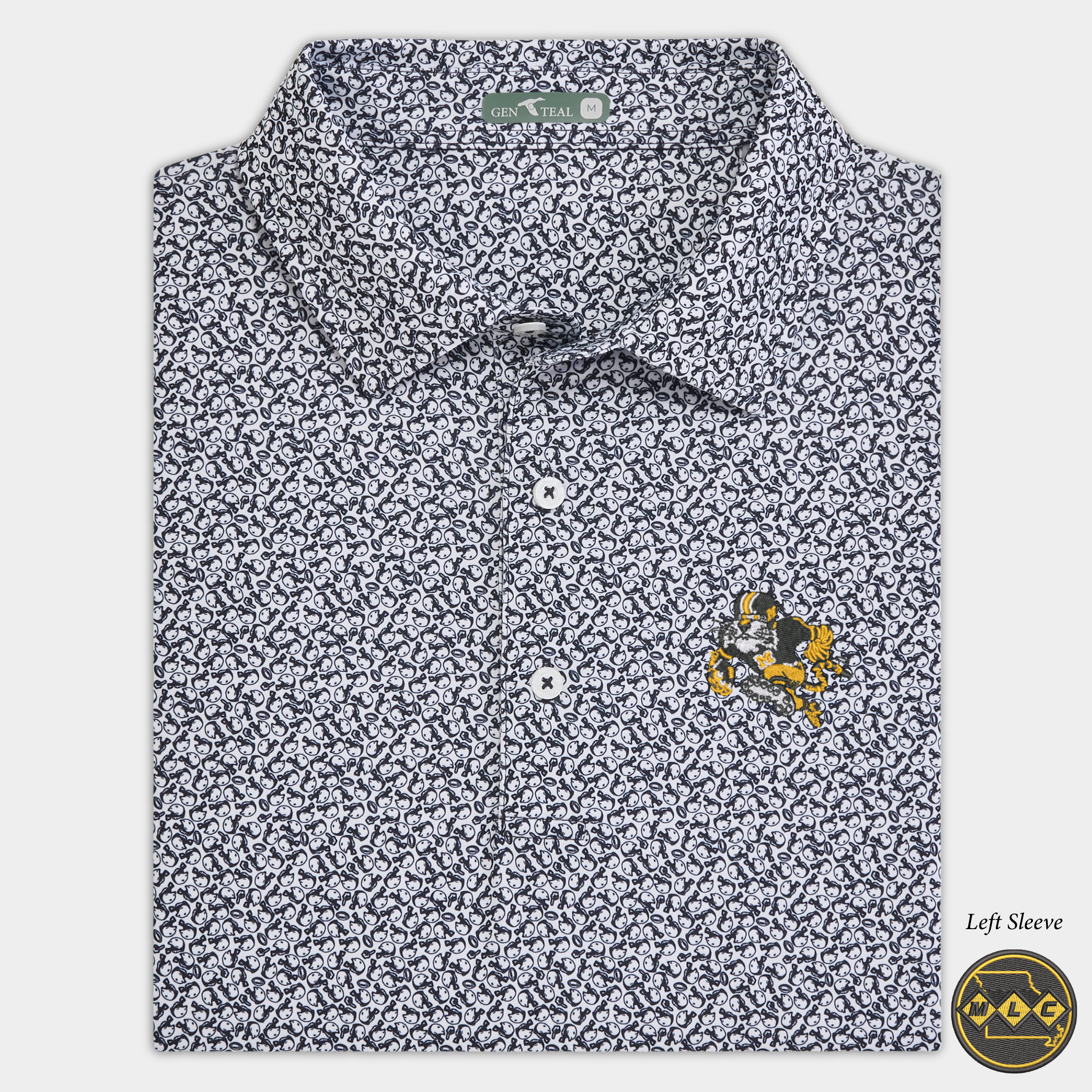 MLC Missouri Football Tiger Black Helmet Havoc Printed Performance Polo