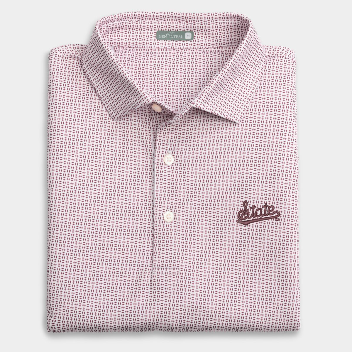 Mississippi State Script Trellis Printed Performance Polo