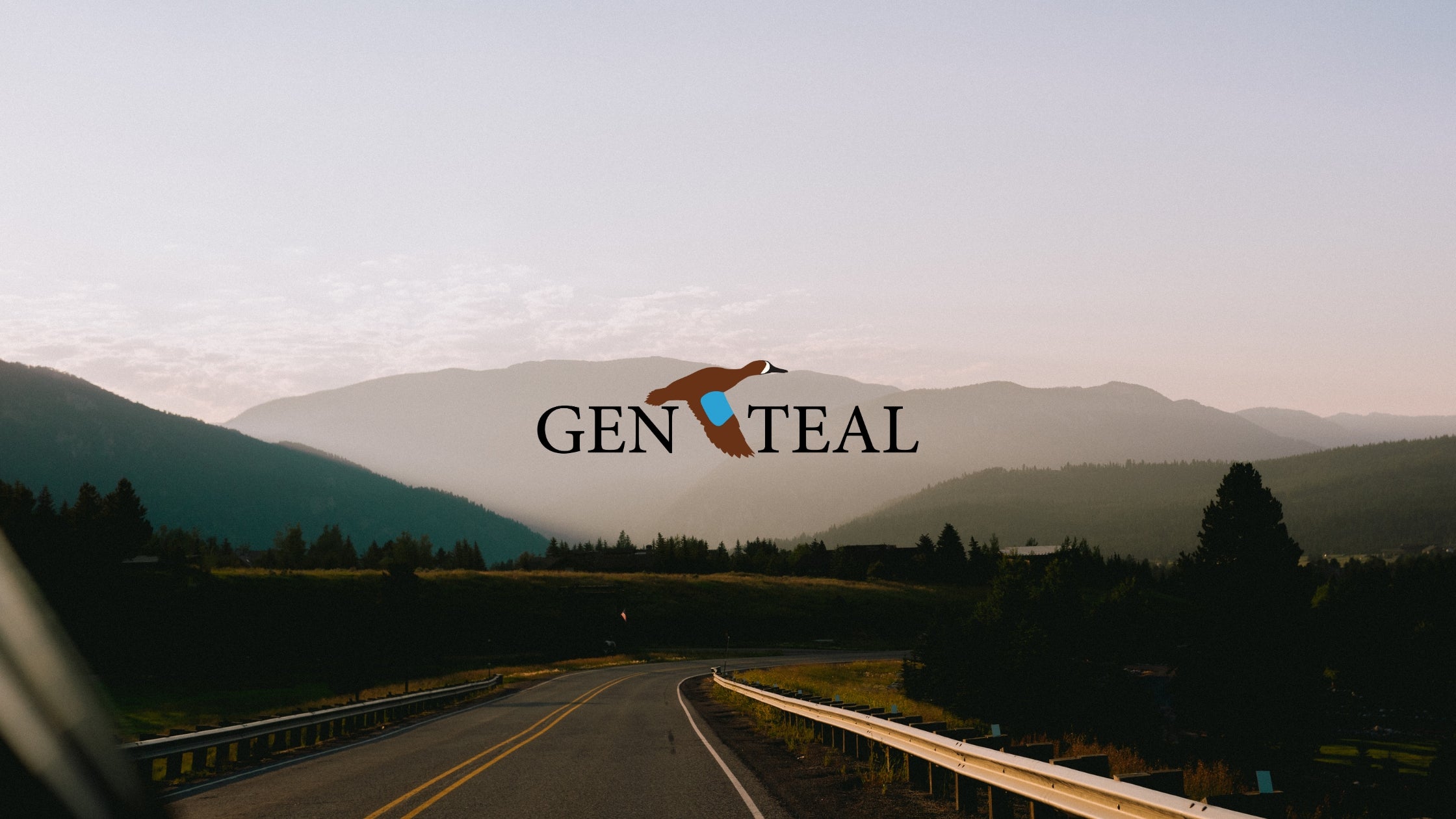 Mountain landscape with GenTeal Logo