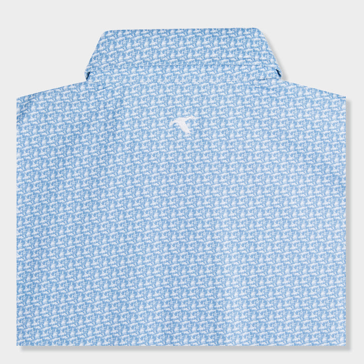 mens blue printed polo shirt