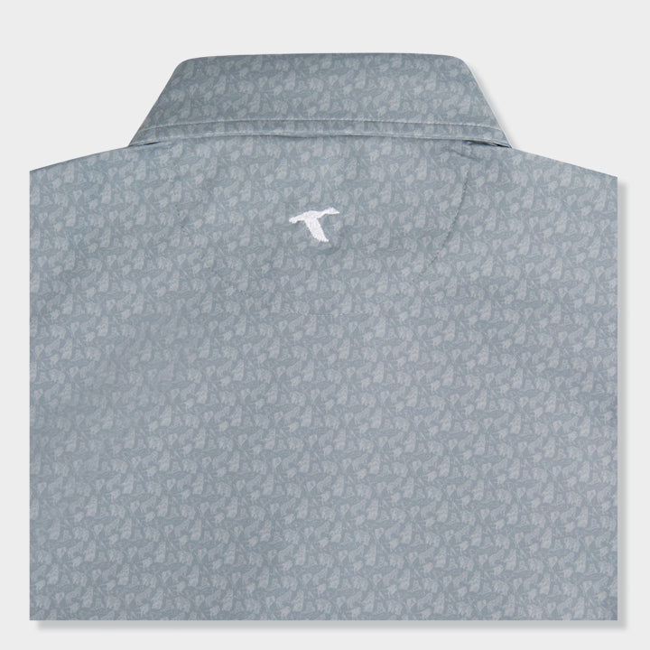 grey printed polo shirt