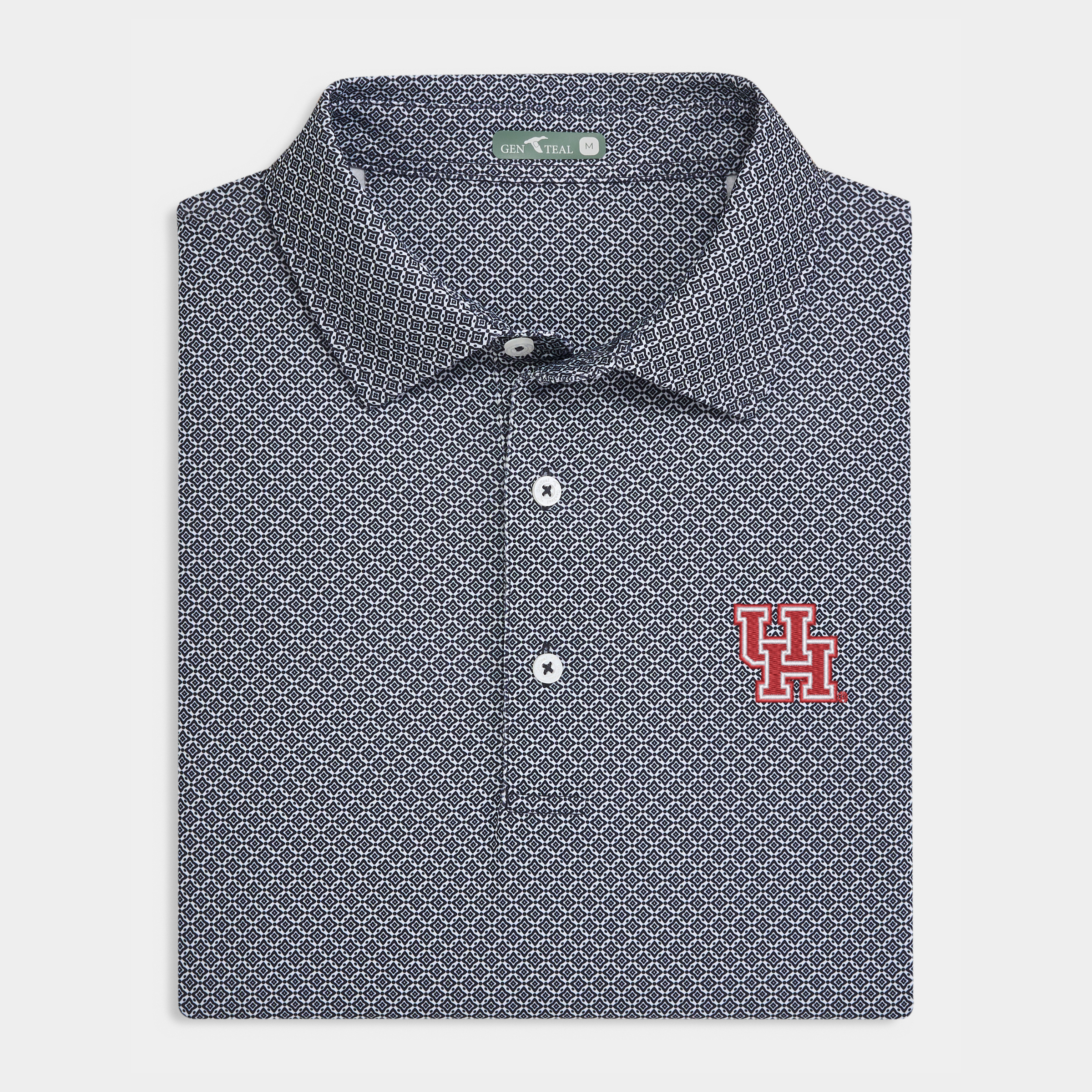 Houston Black Diamond Lattice Printed Performance Polo