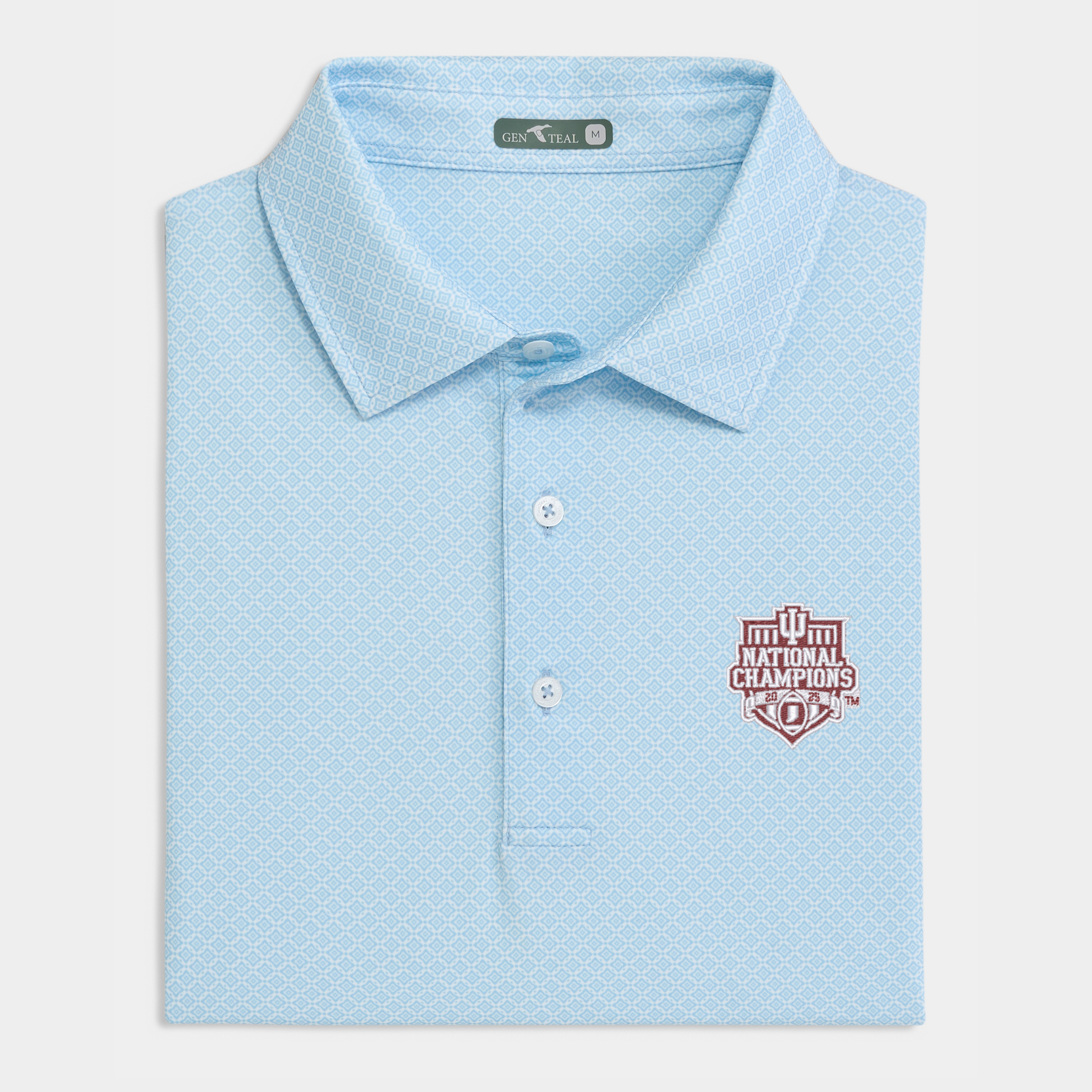 Indiana National Championship Diamond Lattice Printed Performance Polo