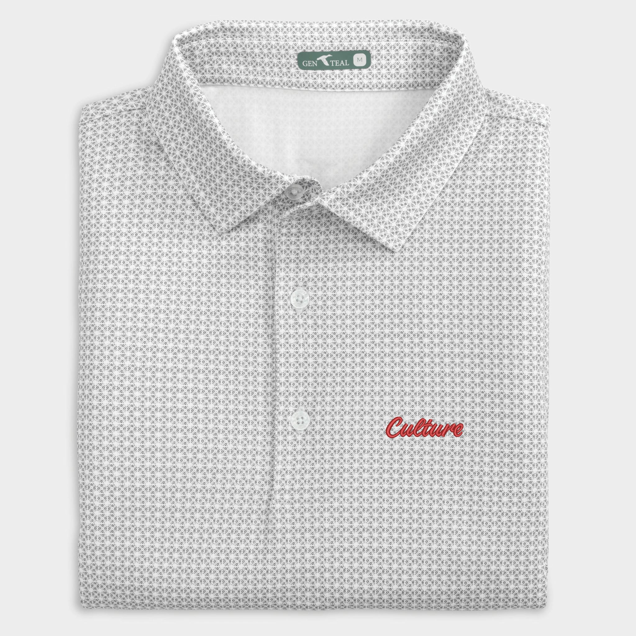 Culture OIe Miss Tile Printed Performance Polo-GenTeal Apparel
