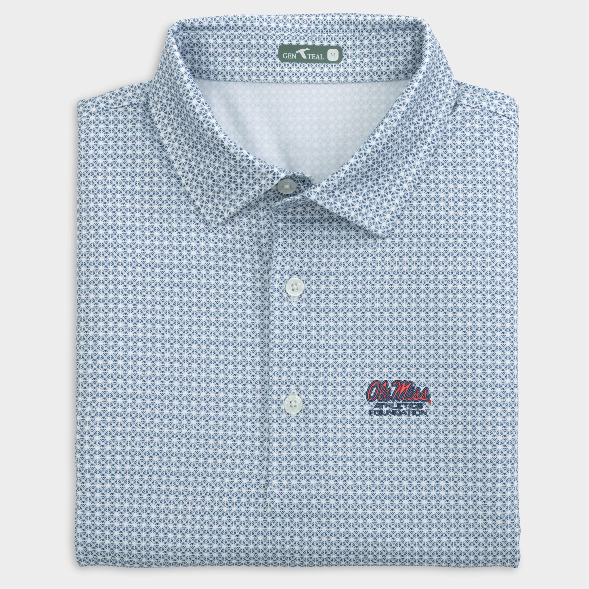 Ole Miss Athletics Foundation Tile Printed Performance Polo-GenTeal Apparel