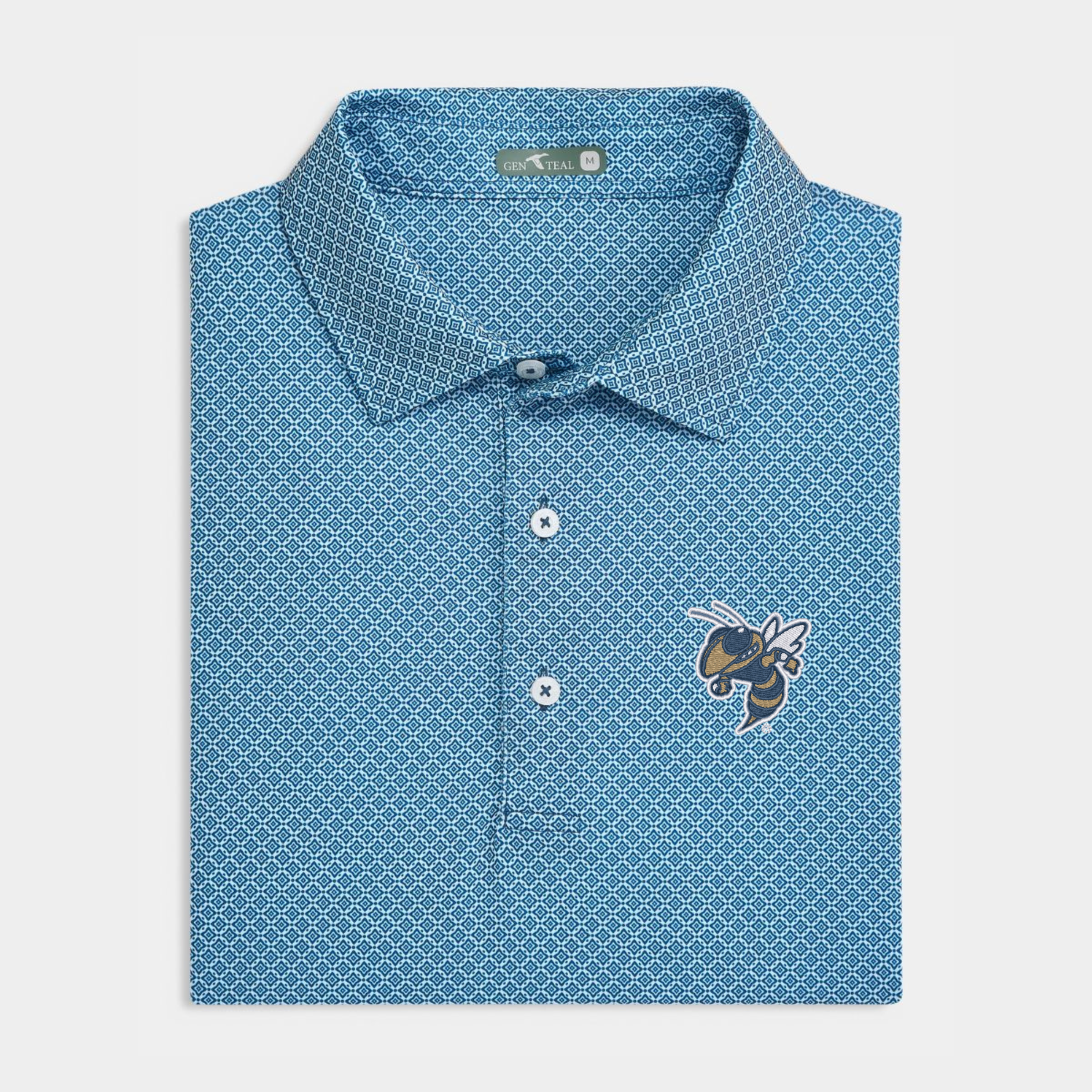 Georgia Tech Yellowjackets Navy Diamond Lattice Printed Performance Polo