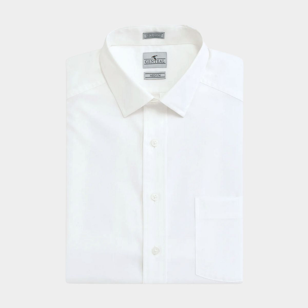 White Spread Collar Cotton Sport Shirt