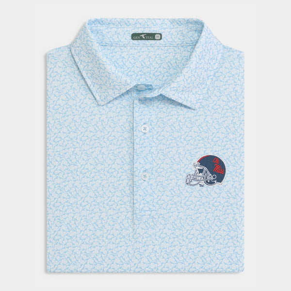 Men's Ole Miss Helmet Helmet Havoc Printed Performance Polo | GenTeal