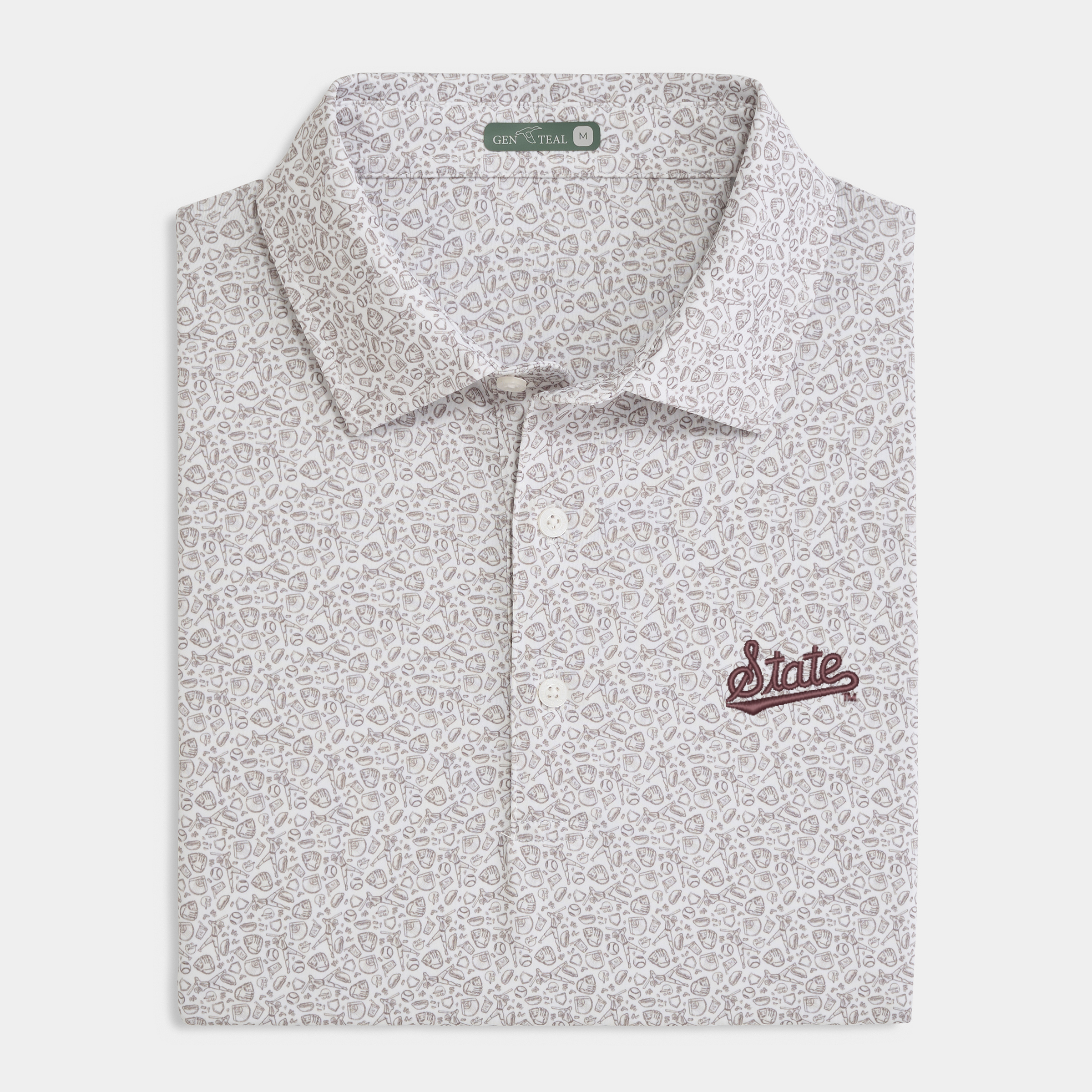 Mississippi State Script Fastball Printed Performance Polo