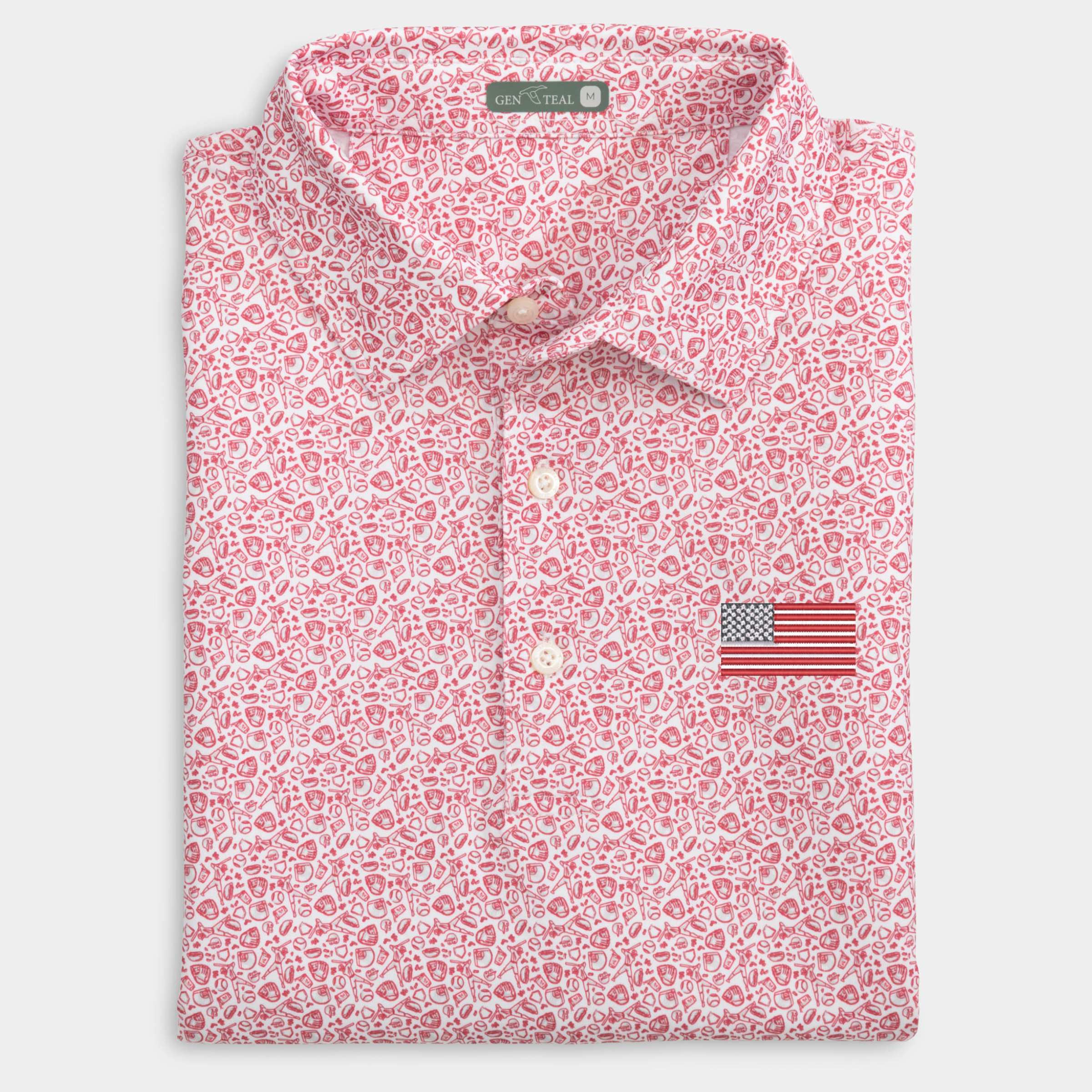 American Flag Fastball Printed Performance Polo