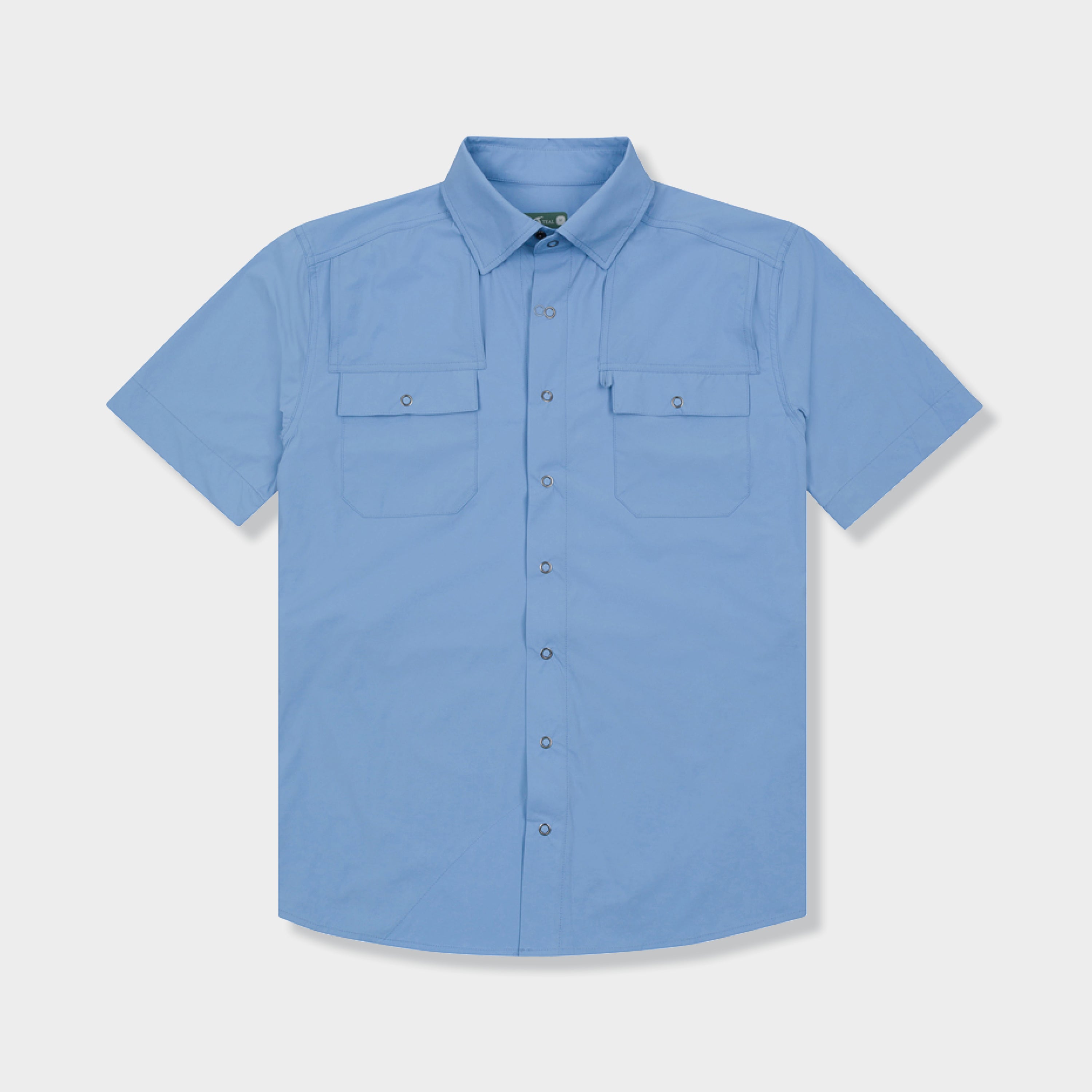 mens blue short sleeve sport shirt