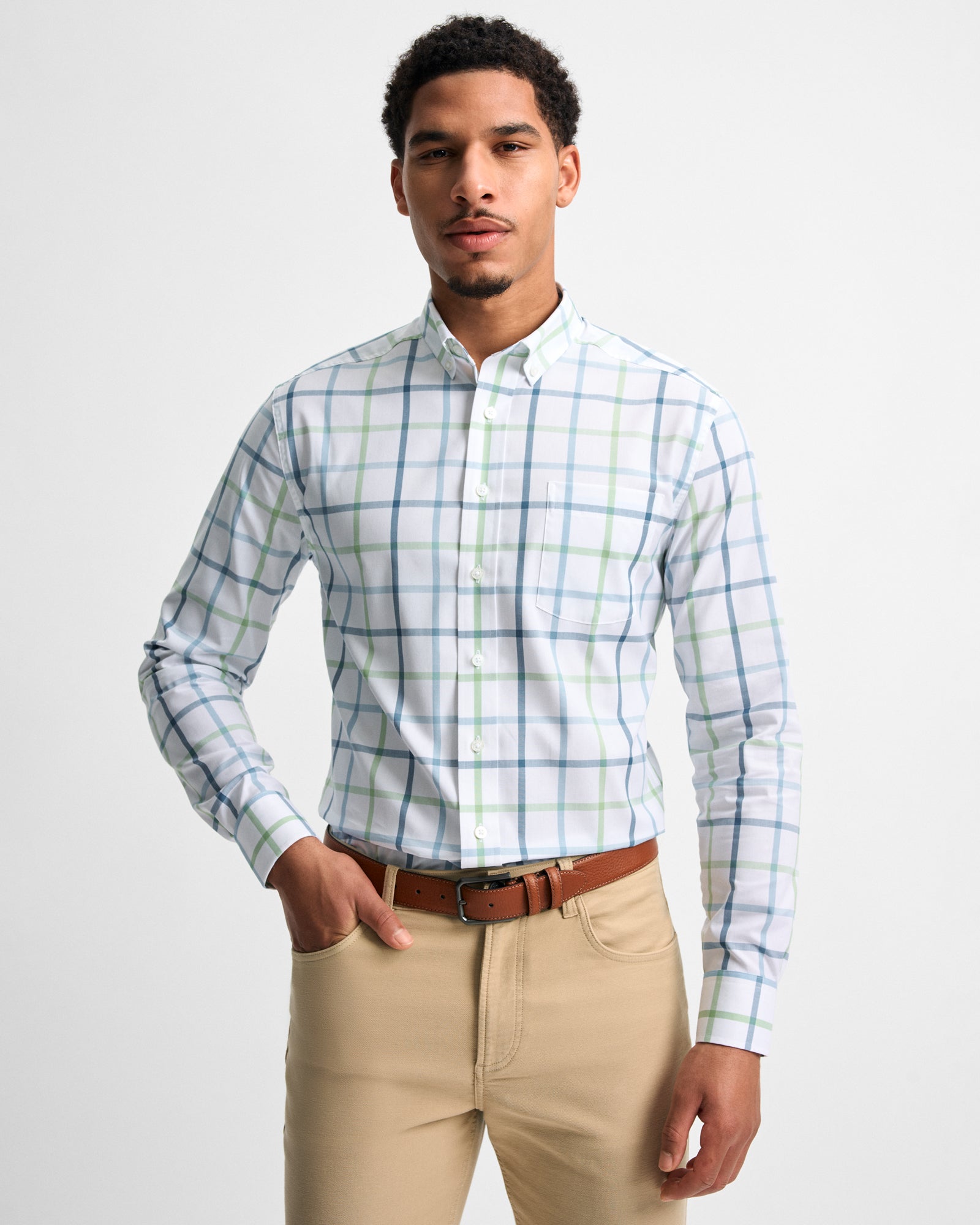 Windowpane Cotton Sport Shirt