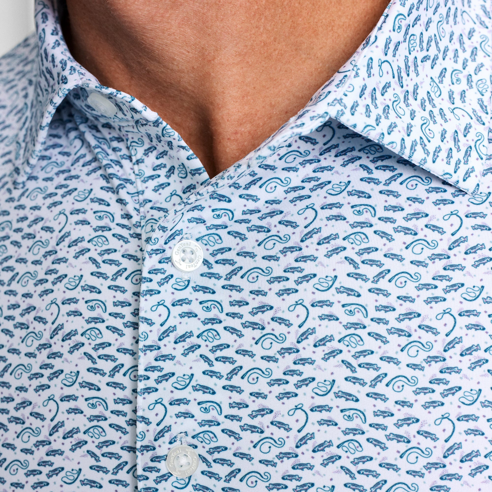 Catch and Release Printed Performance Polo | GenTeal Men's Apparel
