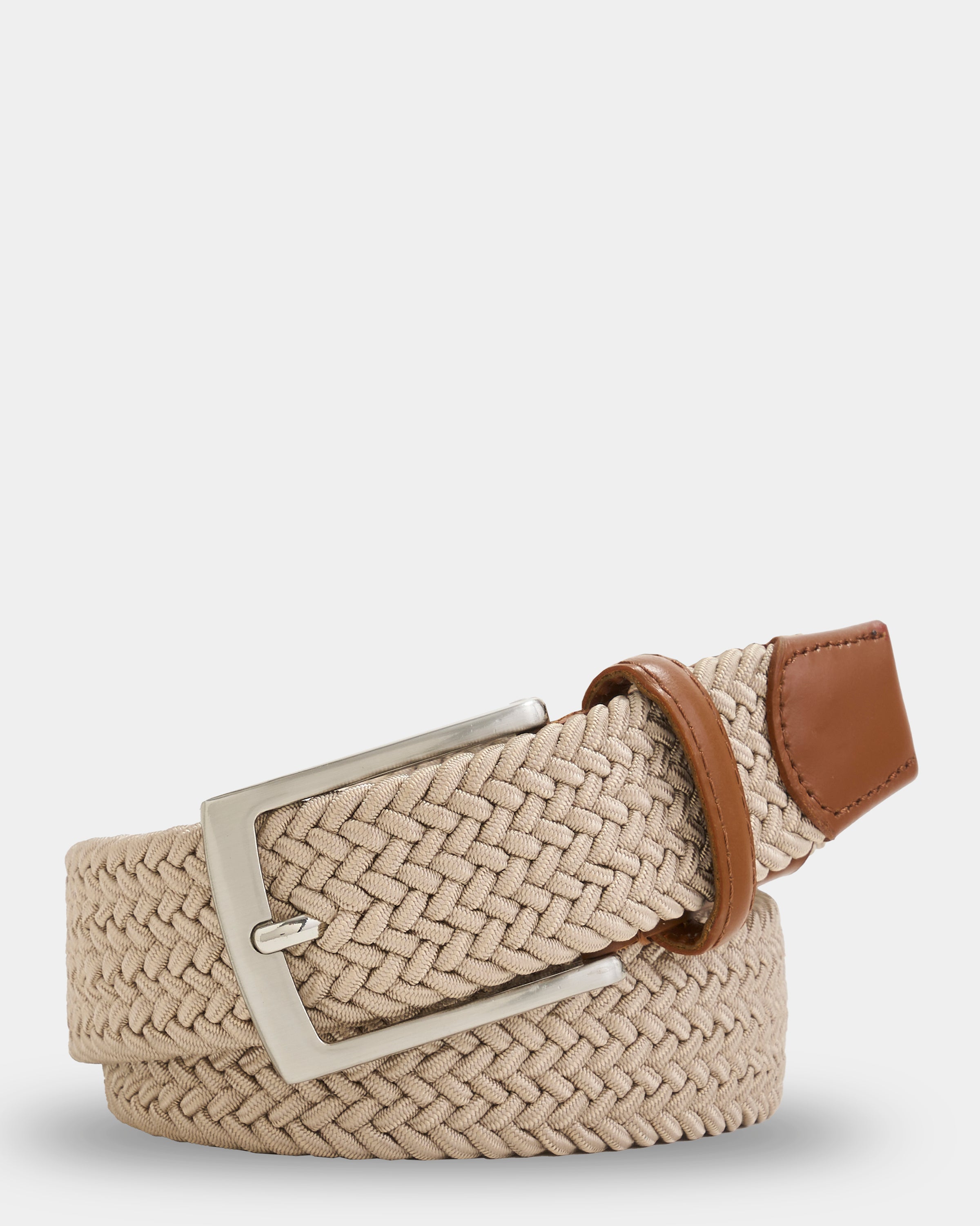 Tan Solid Stretch Belt