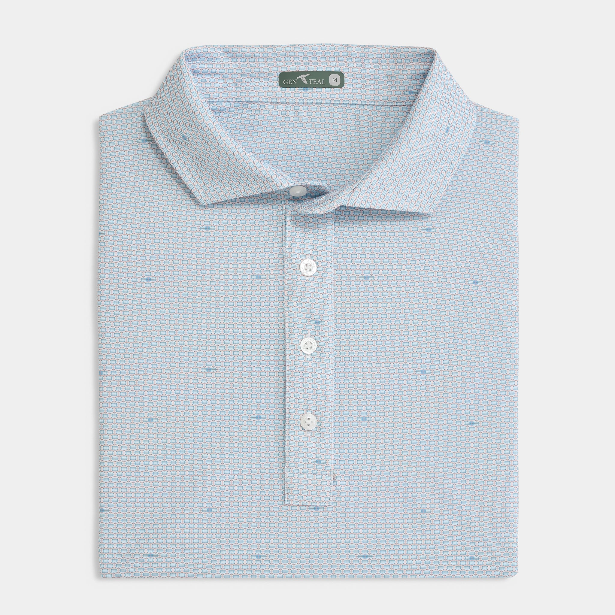 Men's Gridline Printed Performance Polo | GenTeal