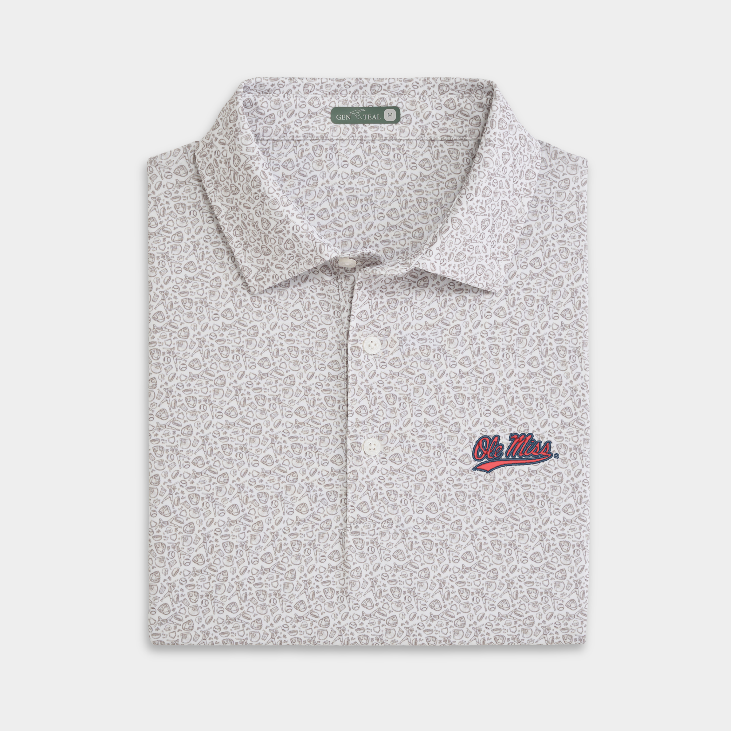 Ole Miss Baseball Script Fastball Printed Performance Polo