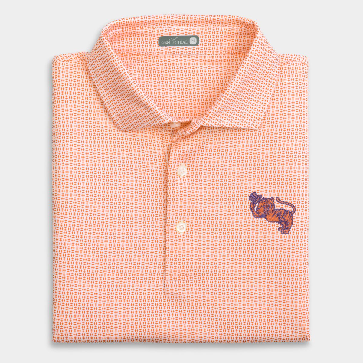 Clemson Top Hat Tiger Trellis Printed Performance Polo