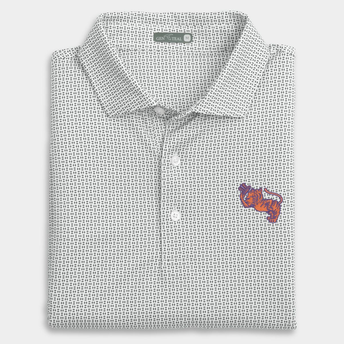 Clemson Top Hat Tiger Trellis Printed Performance Polo