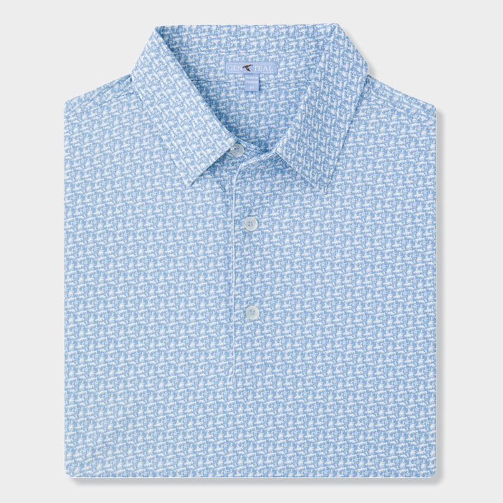 mens blue printed polo shirt