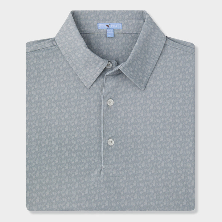 grey printed polo shirt