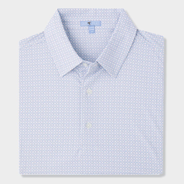 blue printed mens polo shirt