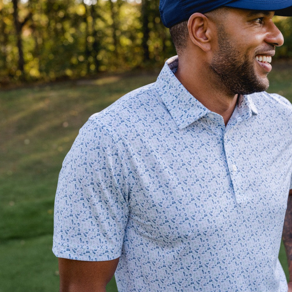 Men's Caddies Choice Printed Performance Polo | GenTeal
