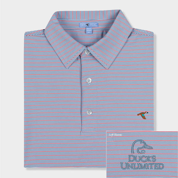 blue and red striped polo by Genteal