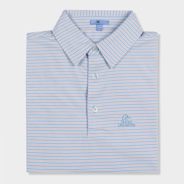 blue and pink striped polo by Genteal