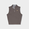 brown quarter zip vest by Genteal